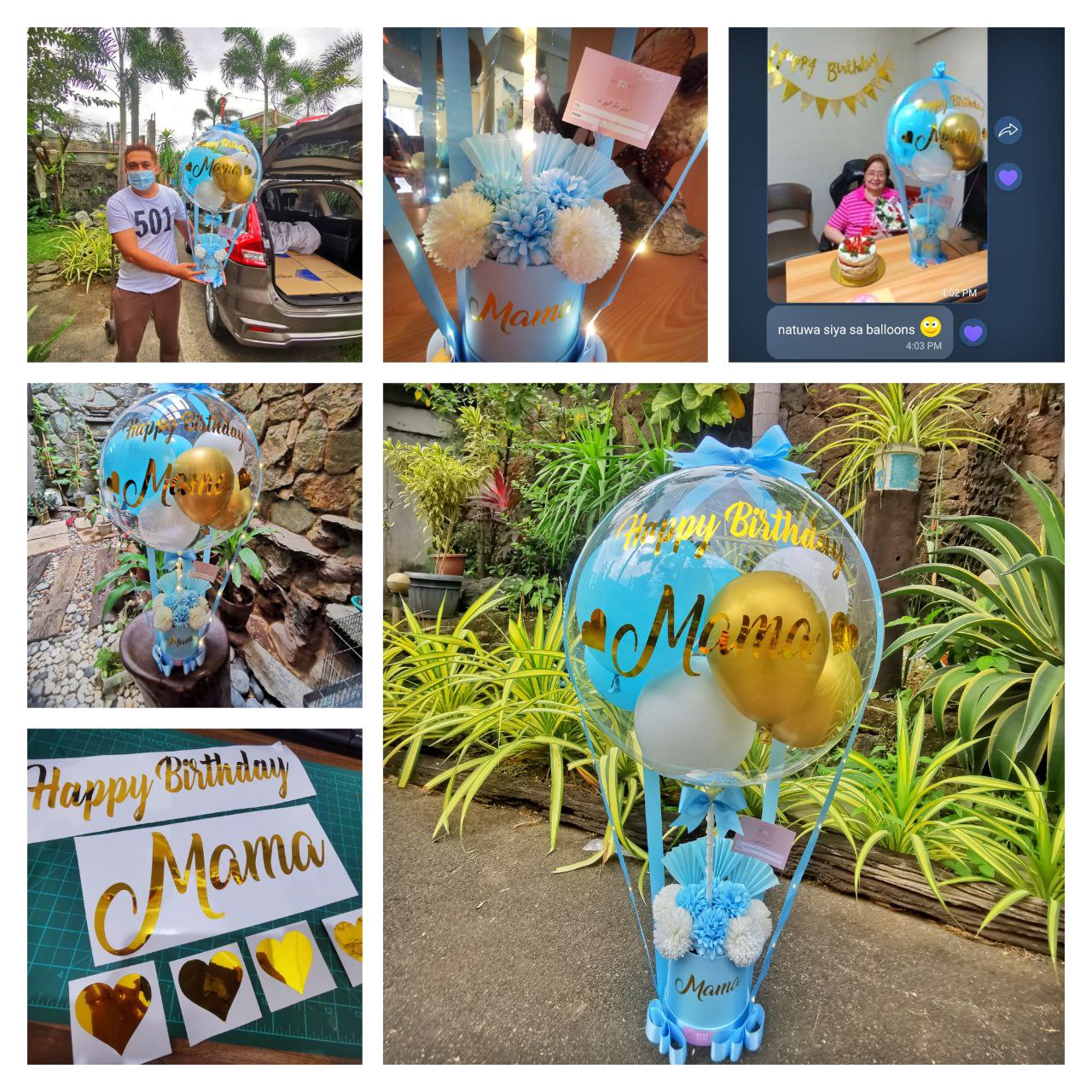 BLOOM AND BLUSH: Happy Birthday, Mama (skyblue & gold)