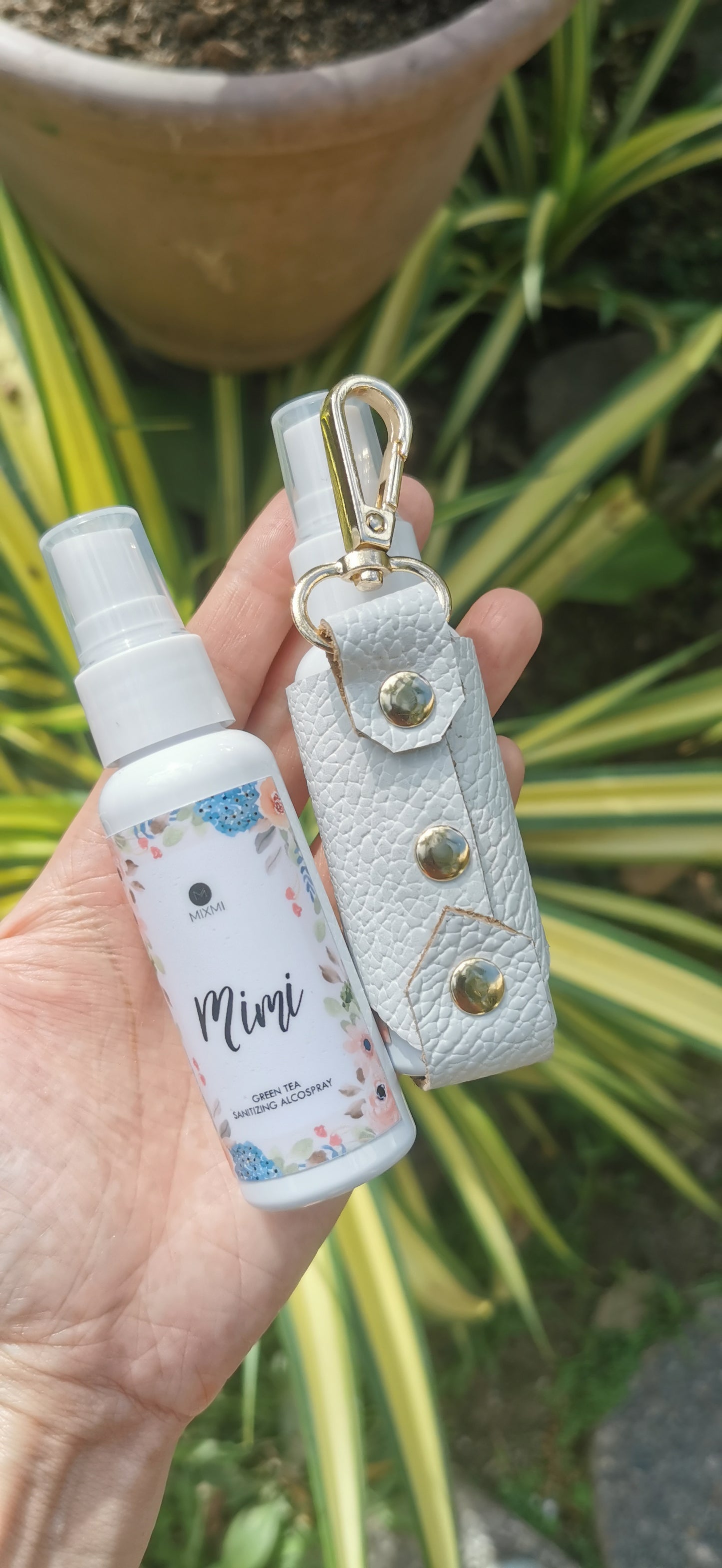 Mixmi Leather Alcospray Holder (White)