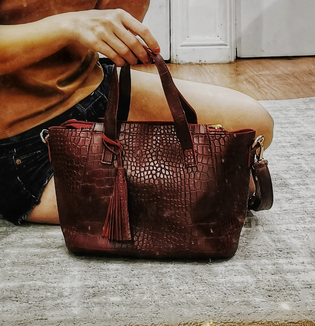 MIXMI CROCO Matte Sling Bag (Red)