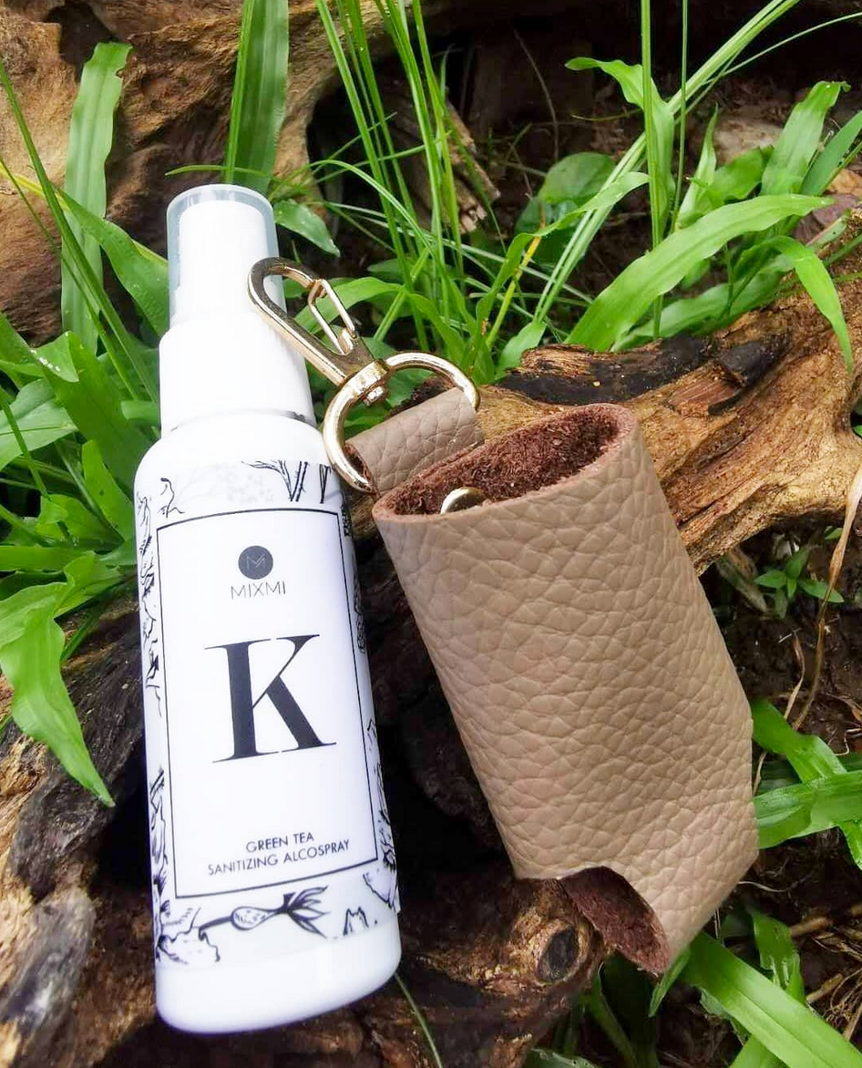 MIXMI Leather Alcospray Holder (TAUPE)