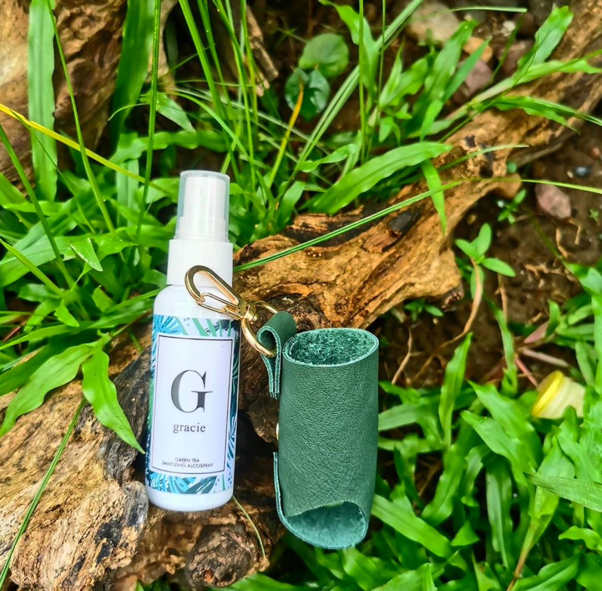 MIXMI Leather Alcospray Holder (DARK GREEN)