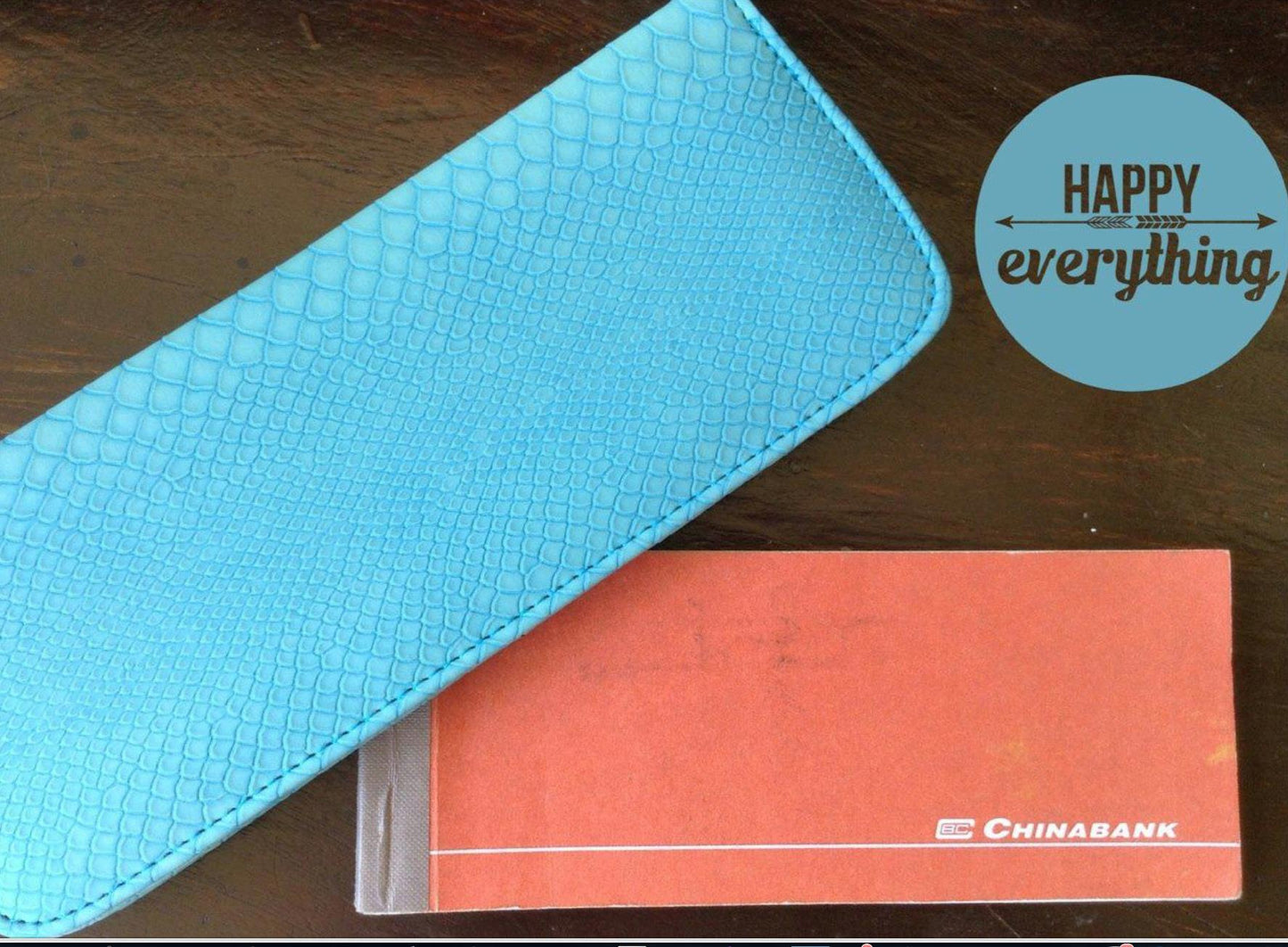 MIXMI LONG CHECKBOOK WALLET (MINT BLUE SNAKESKIN)