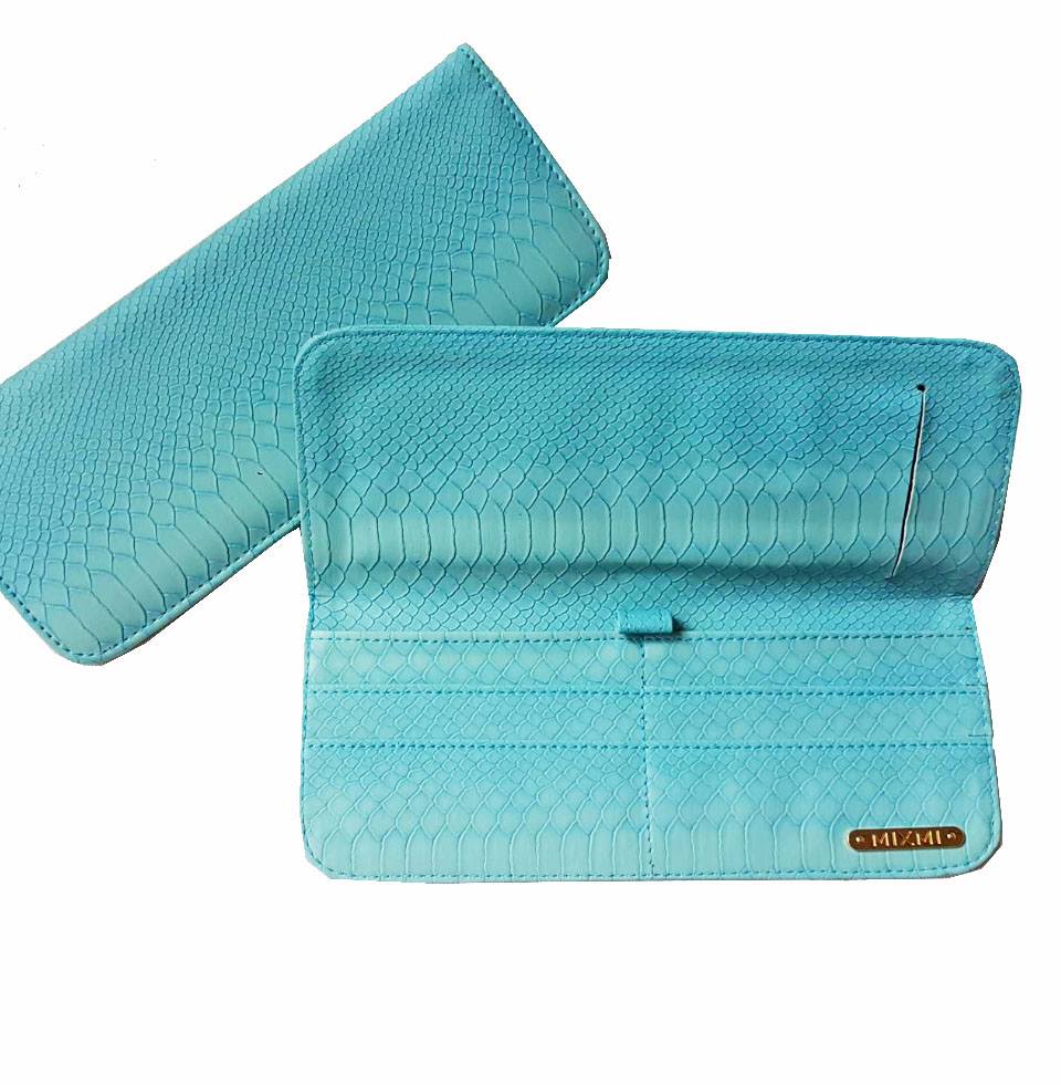 MIXMI LONG CHECKBOOK WALLET (MINT BLUE SNAKESKIN)
