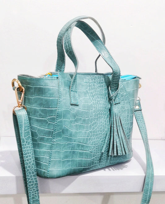 MIXMI Croco Matte Sling Bag (Ash Mint Green)