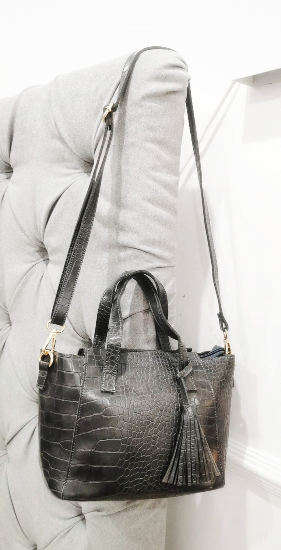 MIXMI Croco Matte Sling Bag (Grey)