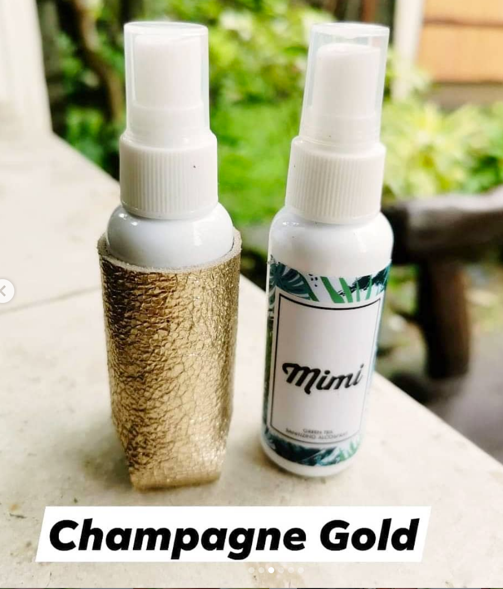 MIXMI Leather Alcospray Holder (CHAMPAGNE GOLD)