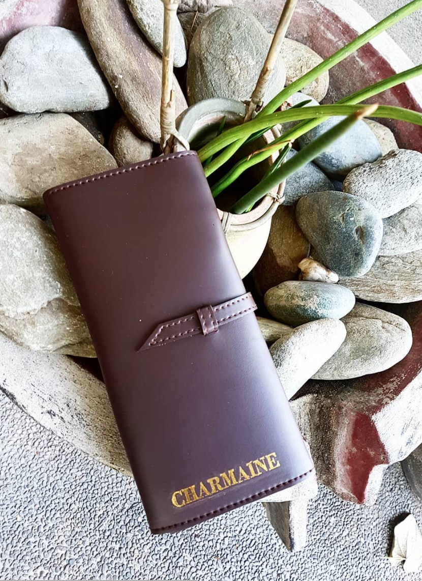 MIXMI DOUBLE CHECKBOOK WALLET (DARK BROWN)