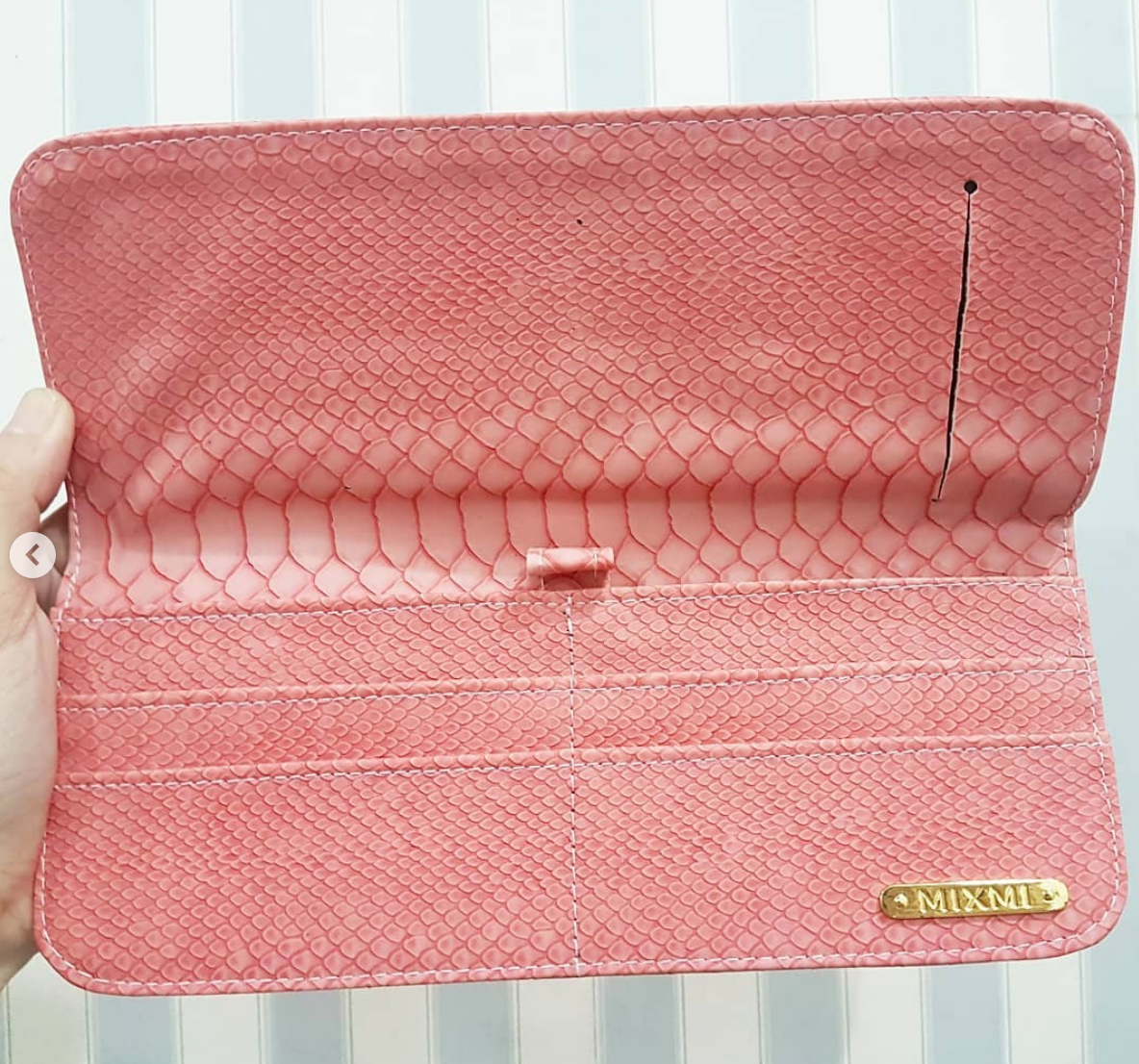 MIXMI LONG CHECKBOOK WALLET (SALMON PINK)