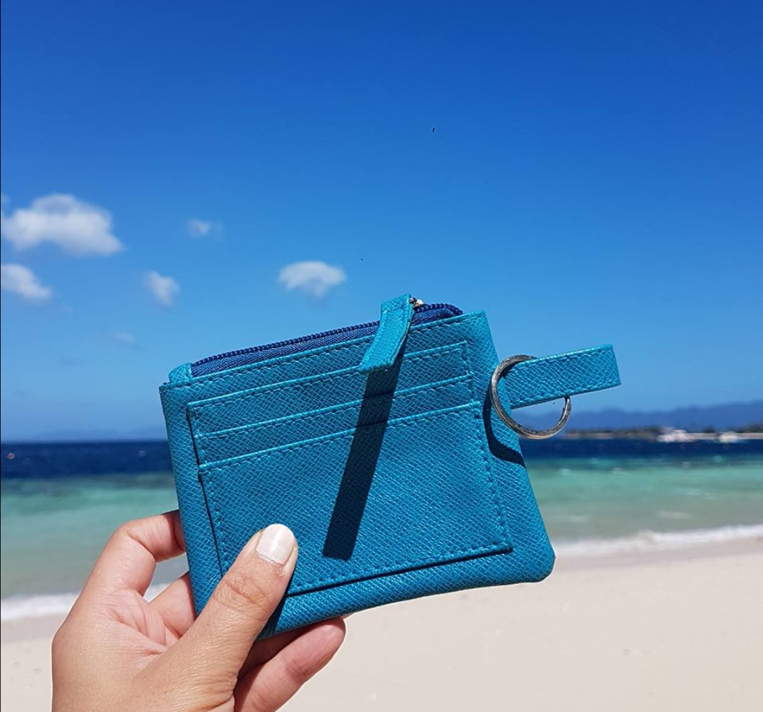 MIXMI Slim Zippered Wallet (Textured Aqua)