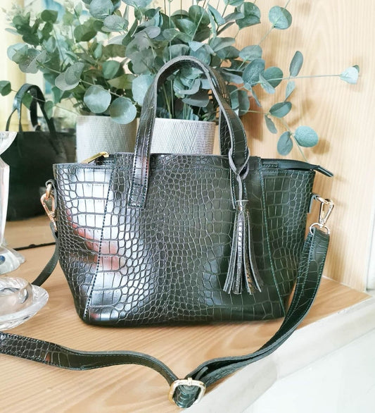 MIXMI Croco Matte Sling Bag (Dark Green)